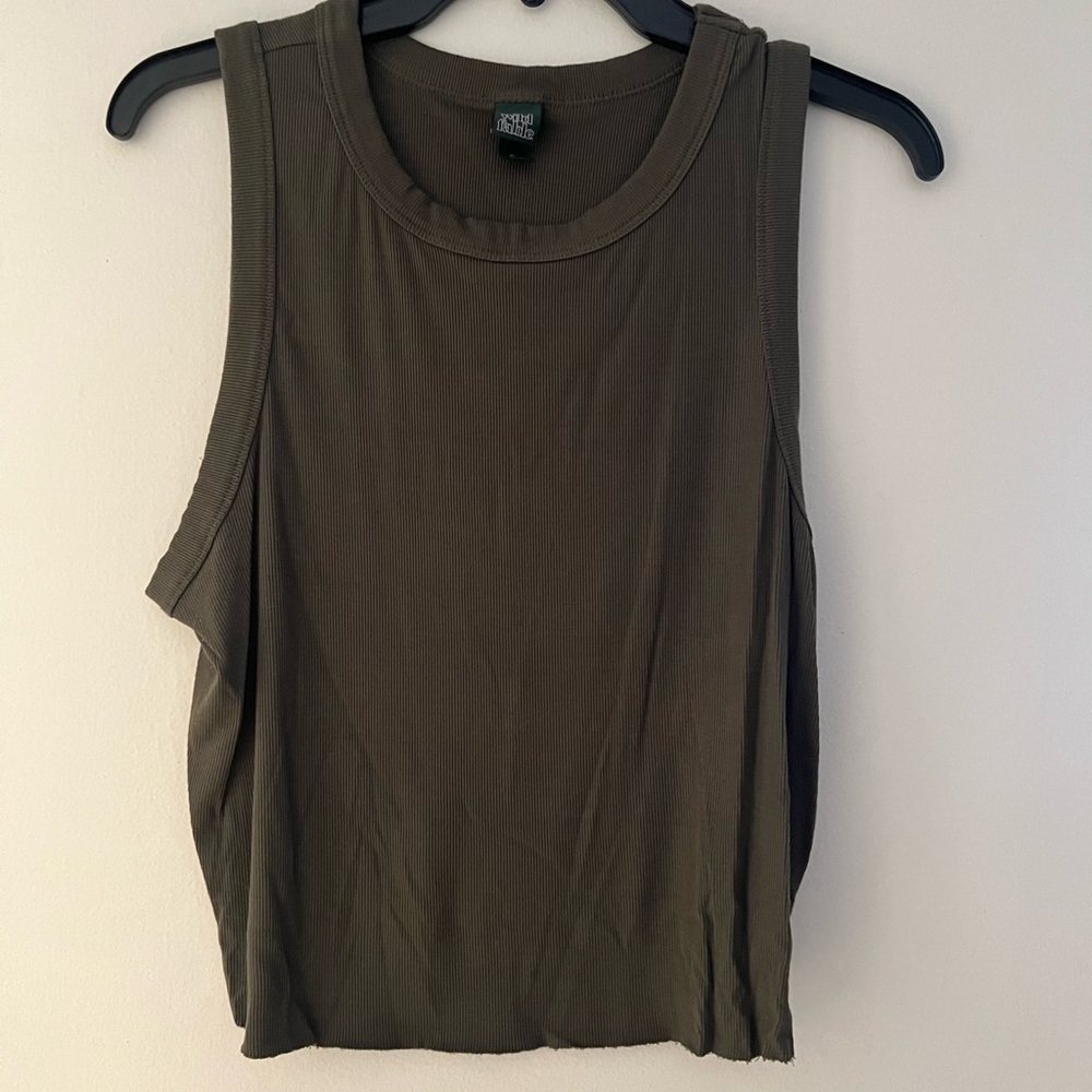 Olive Green Cropped Tank Top